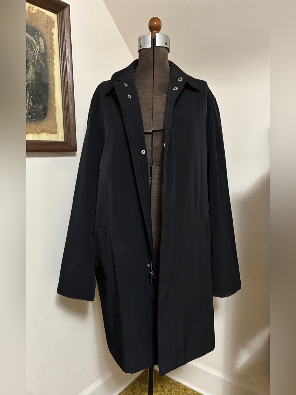 Calvin Klein Black Long Coat - Classic Minimalist Outerwear